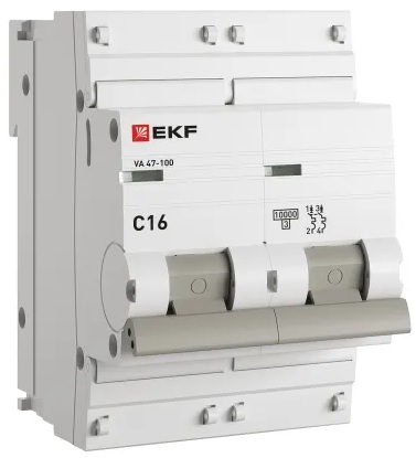

Автоматический выключатель EKF mcb47100-2-16C-pro 2P 16А (C) 10kA ВА 47-100 PROxima, mcb47100-2-16C-pro