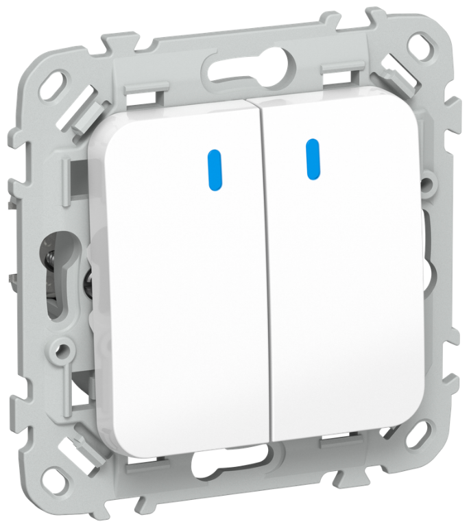 

Выключатель двухклавишный с подсветкой IEK FI-V20-1-10-1-K01 FLITE 10А ВС12-1-1-ФлБ белый, FI-V20-1-10-1-K01