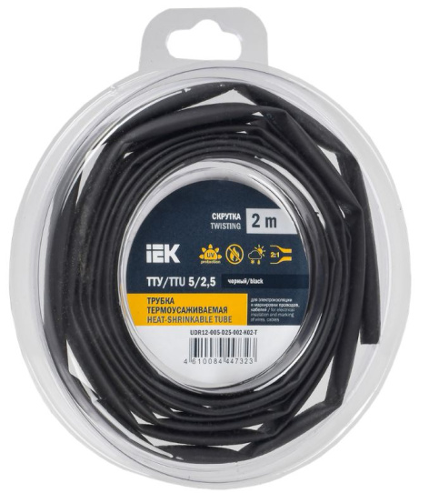 Изображение товара Термоусадочная трубка IEK UDR12-005-D25-002-K02-T 2 м черная