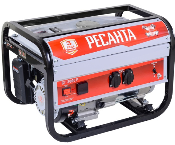 Изображение товара Бензиновый генератор Ресанта БГ 3000 Р 8.5 кВт, 7.5 кВт, 25л, 4-тактный
