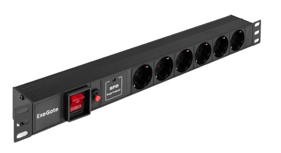 

Блок розеток Exegate EX299606RUS с сетевым фильтром (Surge Protect), защитой от перегрузки, выключателем с подсветкой и разъемом подключения C14 ExeGa, EX299606RUS