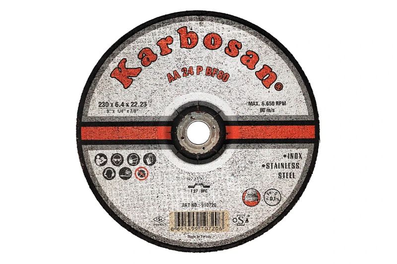 

Диск шлифовальный ООО САМ KAR-910720 Karbosan по нержавеющей стали 230x6,4x22 INOX, KAR-910720