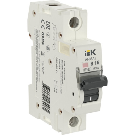 Изображение товара Автоматический выключатель IEK AR-M10N-1-B016 для защиты цепей 16 А IP20