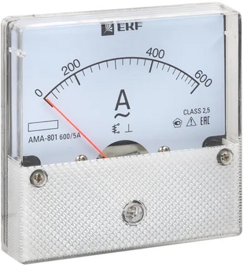 

Амперметр EKF ama-801-600 AMA-801 аналоговый на панель (80х80) круглый вырез 600А трансф. подкл., ama-801-600