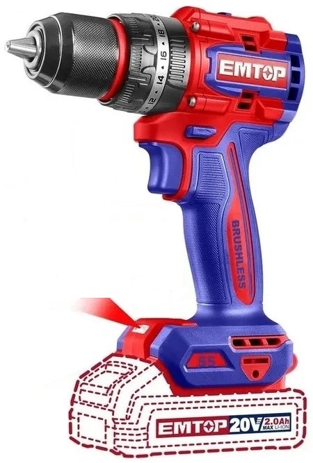 

Дрель ударная EMTOP ECIDL20558 бесщеточная аккумуляторная, ECIDL20558