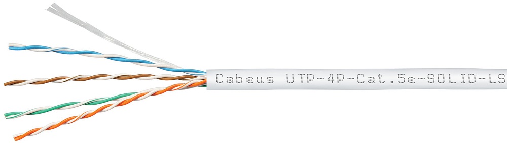 

Кабель витая пара U/UTP 5e кат. 4 пары Cabeus UTP-4P-Cat.5e-SOLID-LSZH-WH-100 (24 AWG), одножильный, белый, LSZH, нг(А)-HF, (100 м), UTP-4P-Cat.5e-SOLID-LSZH-WH-100