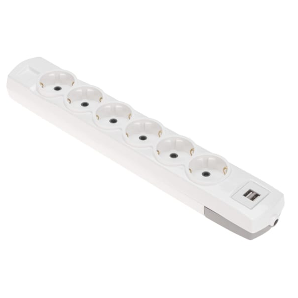 

Колодка Rexant 13-4407 PREMIUM 6 гнезд, с/з, 2 USB, белый, 13-4407