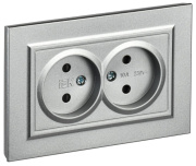 фото Розетка двухместная без заземления в сборе  IEK BR-R23-10-K47-F