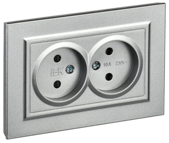 Изображение товара Двухместная розетка без заземления IEK BR-R23-10-K47-F серия BRITE