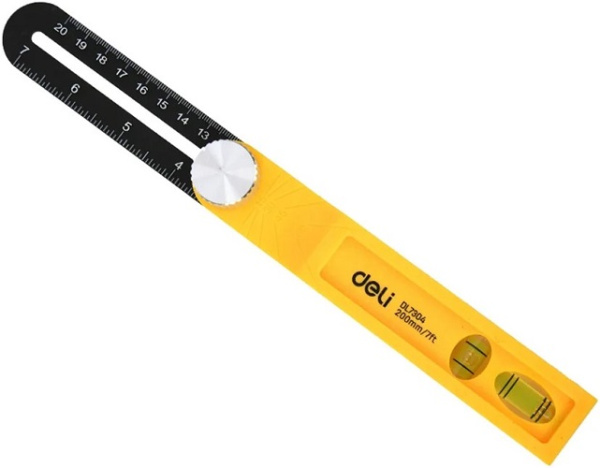 Изображение товара Угломер Deli DL7304 с фиксацией углов и миллиметровой шкалой
