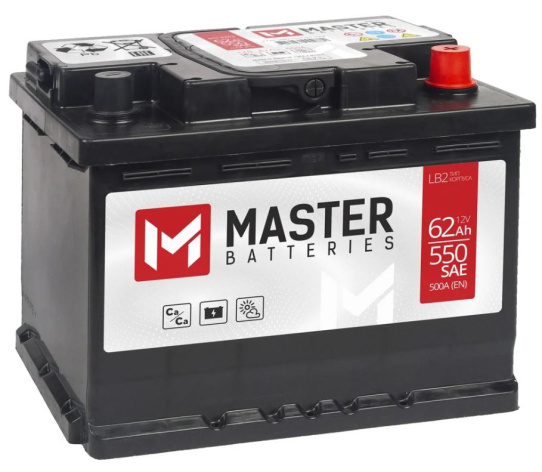 Изображение товара Автомобильный аккумулятор MASTER BATTERIES MB620 12 В 62 Ач для легковых автомобилей