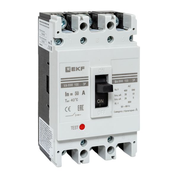 

Автоматический выключатель в литом корпусе EKF mccb99-100-50m ВА-99М 100/50А 3P 35кА, mccb99-100-50m