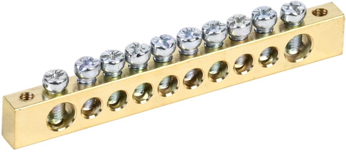 

Шина IEK YNN21-10-100 PEN земля-ноль 8х12мм 10/2 (10групп/креп по краям), YNN21-10-100