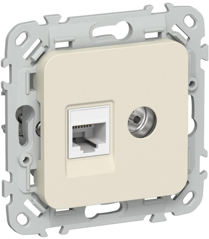 

Розетка IEK FI-AK22-1-K86 FLITE 2-местная RJ45/TV категория 5Е UTP РКТВ5е-2-0-ФлСл сливочный, FI-AK22-1-K86