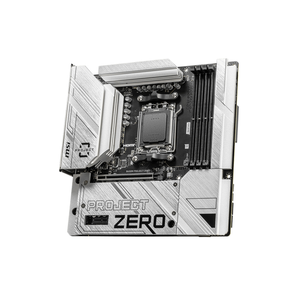 

Материнская плата mATX MSI B650M PROJECT ZERO (AM5, AMD B650, 4*DDR5 (7600), 4*SATA 6G, 4хUSB 3.2 Gen2 , 4хUSB 3.2 Gen1, 6xUSB 2.0, 1xHDMI, 1xRJ-45, 1, B650M PROJECT ZERO