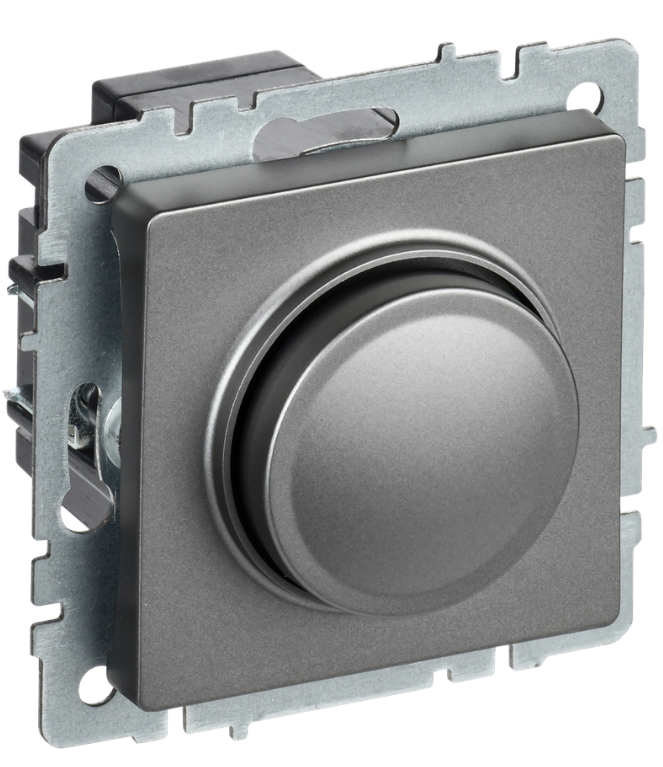 

Светорегулятор IEK BR-D20-0600-K46 BRITE поворотно-нажимной 600Вт СС10-1-0-БрС Сталь, BR-D20-0600-K46