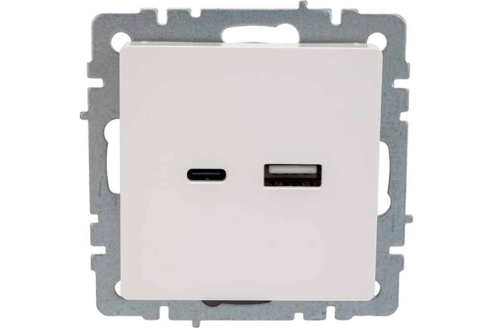 

Розетка IEK BR-U22-018-K01 BRITE USB A+C 18Вт РЮ11-1-БрБ белая, BR-U22-018-K01