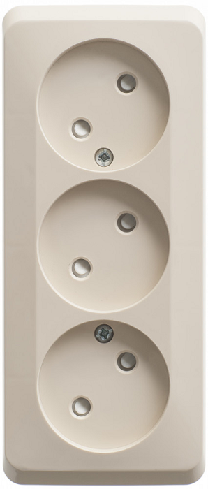 

Розетка Schneider Electric PA16-010K 3-ая б/з со шторками 16А 250B крем, PA16-010K