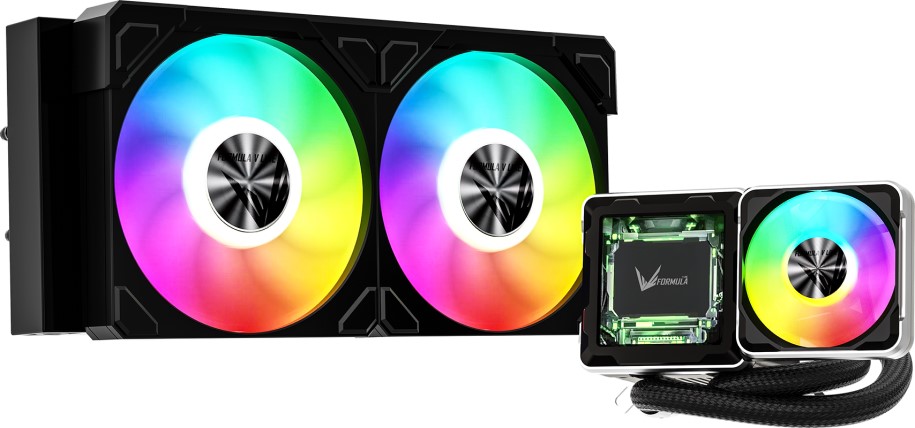 

Система охлаждения жидкостная Formula V Cryo Wing Digi 240 BK LGA115x/1200/1700/1851/AM4/AM5 (TDP 280W, 2*120mm, 800-2150rpm, 73CFM), Cryo Wing Digi 240 BK