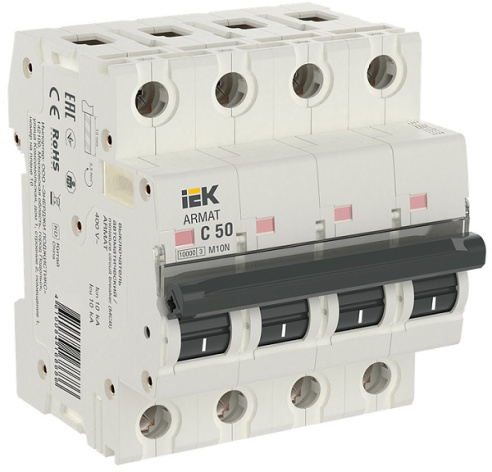Изображение товара Автоматический выключатель IEK AR-M10N-4-C050 50А IP20 4 полюса серии ARMAT