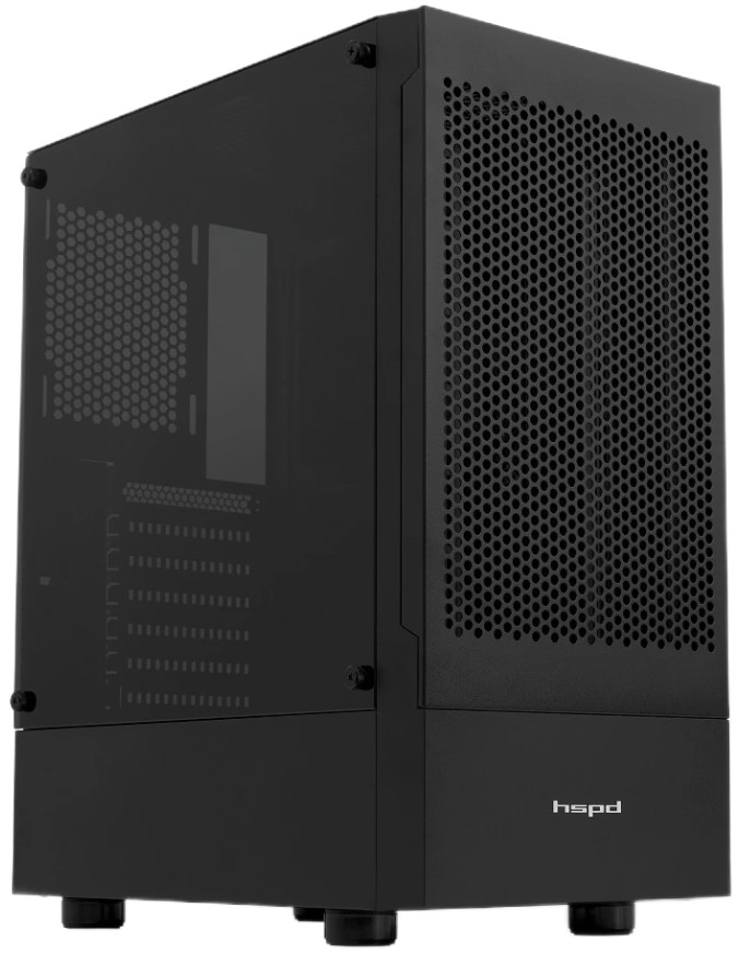 

Корпус ATX HSPD M321R2GA3EB2-CCP M540-TGBK без БП, черный, боковая панель из закалённого стекла, 2*USB 2.0, USB 3.0, M540