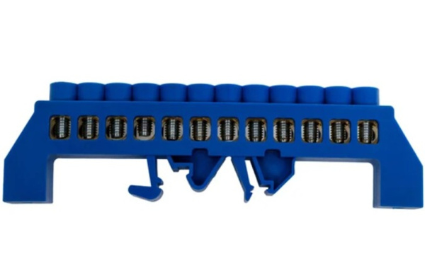 Изображение товара Шина EKF sn0-125-12-dn 12 отверстий для DIN-рейки латунь синий нейлон