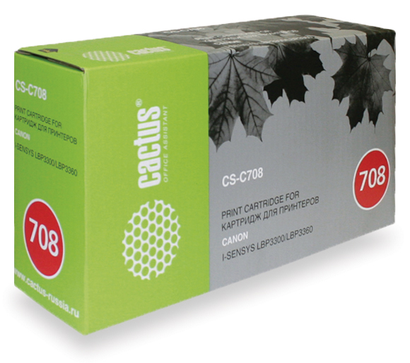 

Картридж Cactus CS-C708 для принтеров Canon i-SENSYS LBP3300/LBP3360, черный, 2500 стр., CS-C708