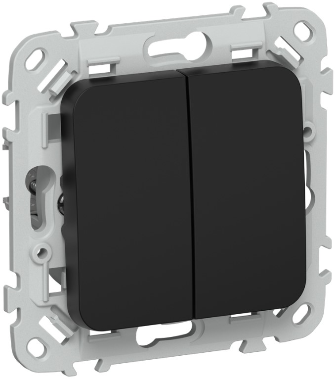 

Переключатель двухклавишный IEK FI-V22-0-10-1-K02 FLITE 10А ВС62-1-0-ФлЧ черный, FI-V22-0-10-1-K02