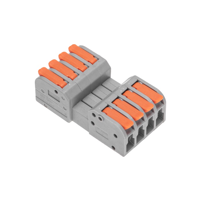 

Клемма Rexant 07-5264 СМК 222-424R проходная разъемная 4 полюса серая 0,2-2,5/4мм2, 07-5264