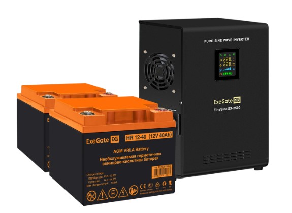 

Комплект Exegate FineSine SX-2500.LCD.AVR.2SH EX296613RUS ИБП EX296002RUS + батарея 40Aч EX282979RUS 2шт (инвертор, синус, для котла, настенный) 2500V, FineSine SX-2500.LCD.AVR.2SH