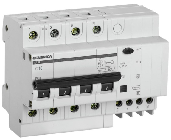 Изображение товара Автомат дифференциальный GENERICA MAD15-4-010-C-030