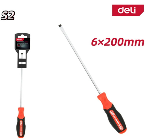 Изображение товара Отвертка шлицевая Deli DL3450 SL6x200мм профессиональный инструмент