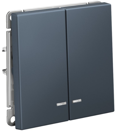 Изображение товара Двухклавишный выключатель с подсветкой Systeme Electric GAL000753S для дома и офиса