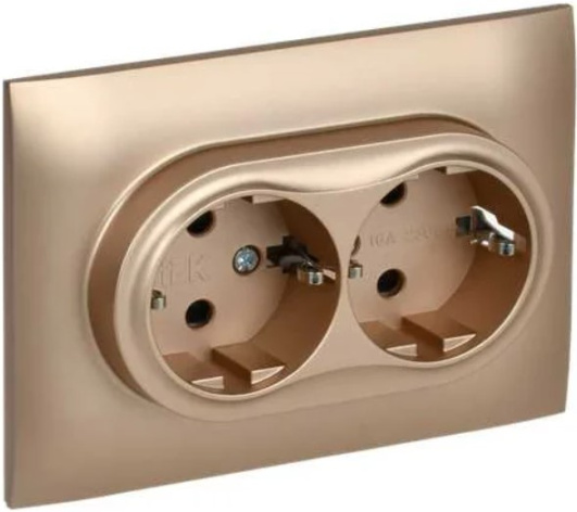 Изображение товара Розетка двухместная с заземлением IEK SK-R24-16-K98-F