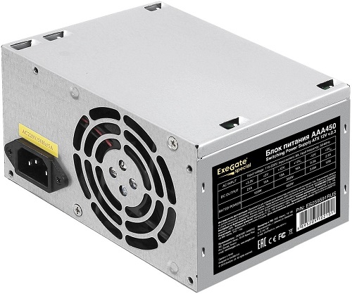 

Блок питания ATX Exegate AAA450 ES259591RUS 450W, 8cm fan, 24p+4p, 2*SATA, AAA450