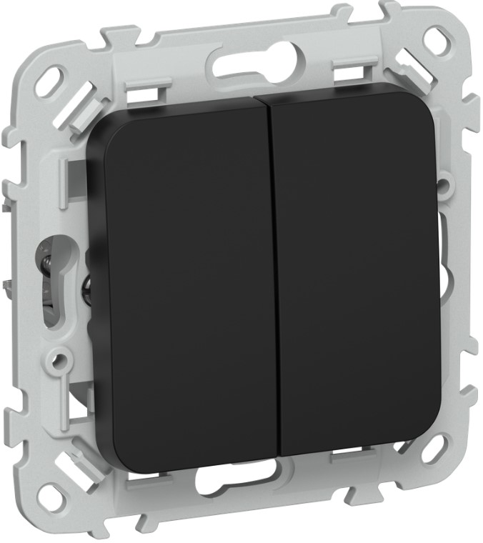 

Выключатель двухклавишный IEK FI-V24-0-10-1-K02 FLITE кнопочный 10А ВС12-2-0-ФлЧ черный, FI-V24-0-10-1-K02