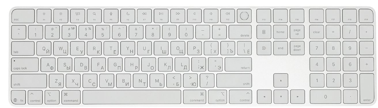 

Клавиатура Apple Magic Keyboard MXK73 with Touch ID and Numeric Keypad (USB-C) White, Magic Keyboard