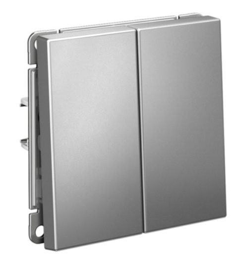 Изображение товара Двухклавишный выключатель Systeme Electric GAL000951S стальной для жилых и коммерческих помещений