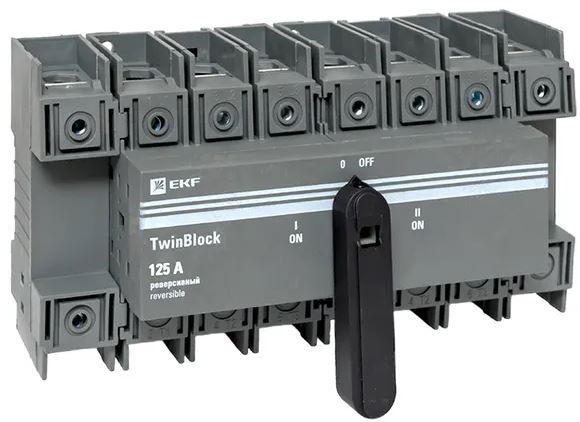 

Рубильник EKF tb-s-125-4p-rev 125A 4P реверсивный c рукояткой для прямой установки TwinBlock, tb-s-125-4p-rev