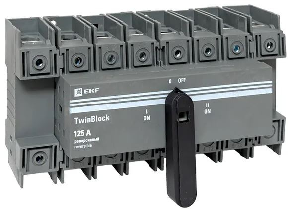 Изображение товара Рубильник EKF tb-s-125-4p-rev серия TwinBlock 125 А 690 В 4 полюса