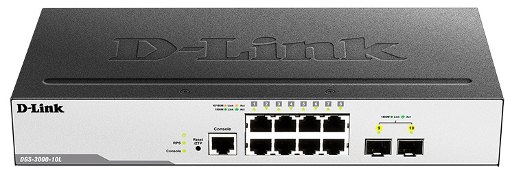 

Коммутатор D-link DGS-3000-10L/B1A 8xUTP 100/1000, 2xSFP Gigabit, L2, DGS-3000-10L/B1A