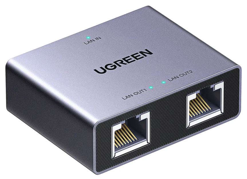 

Сплиттер UGREEN NW301 45311_ Gigabit Ethernet 1 to 2. Цвет: серый, NW301