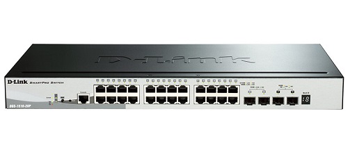 

Коммутатор PoE D-link DGS-1510-28P/A1A WebSmartPro, 24x10/100/1000Mbp PoE (193 Вт), 2x1000Base-X SFP, 2x10GBase-X SFP+, 19'', Stackable, DGS-1510-28P/A1A
