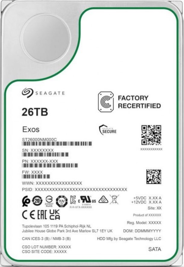 

Жесткий диск 26TB SATA 6Gb/s Seagate Exos X26 7200rpm 512MB, Exos X26