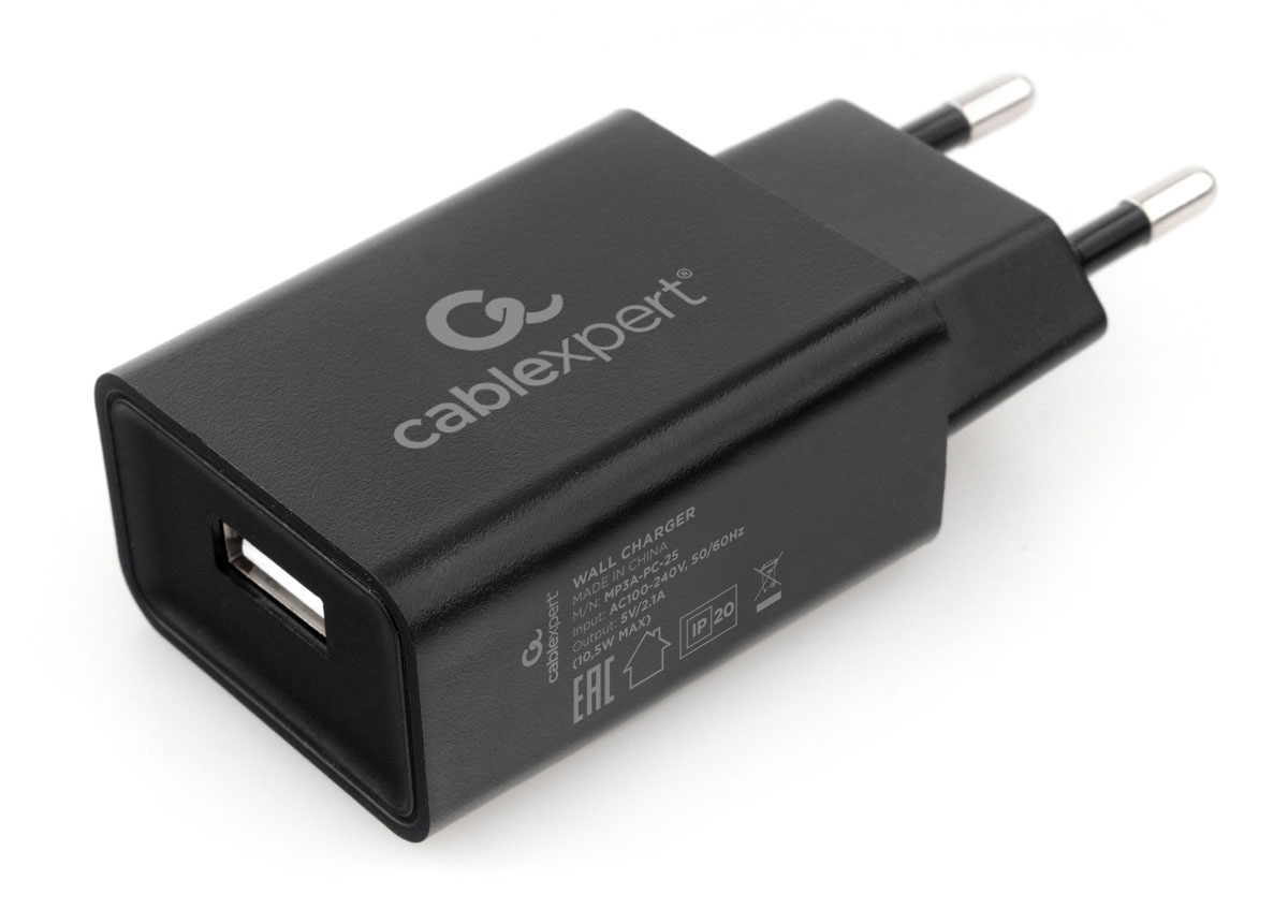 

Адаптер питания Cablexpert MP3A-PC-25 100/220V - 5V USB 1 порт, 2A, черный, MP3A-PC-25