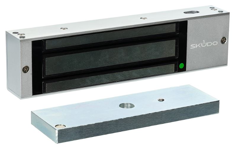 Замок электромагнитный Skudo SK-EL500A-M 12В/24В DC не более 480мА (12В)/290мА (24В), усилие 520-540 кг. Планка в комплекте.