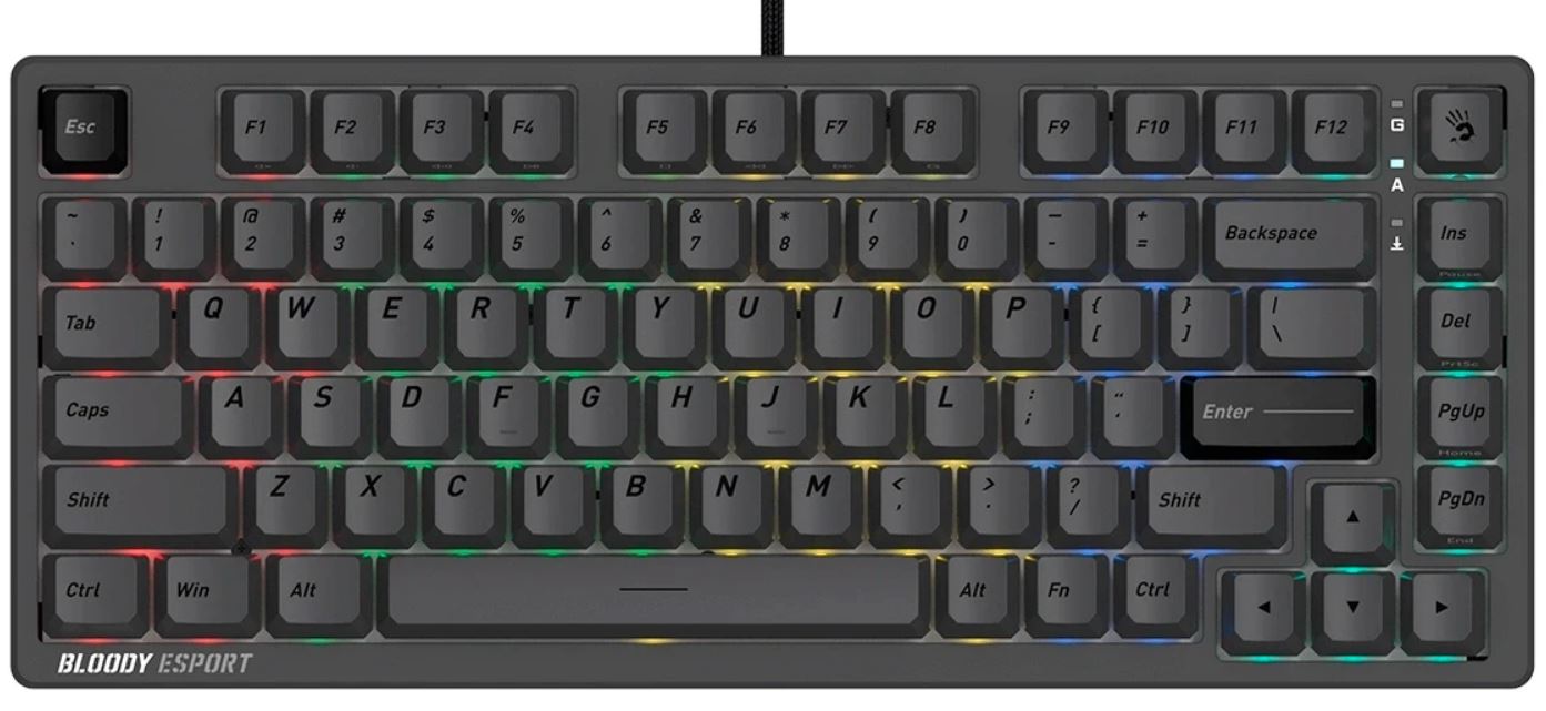 

Клавиатура A4Tech Bloody MS76 темно-серый USB Multimedia for gamer LED (2140921), Bloody MS76
