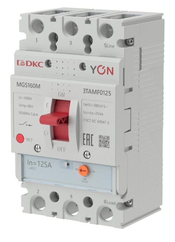 

Автоматический выключатель DKC MGS160M-3TAMF0125 YON MGS160 3P 100-125A 25kA, MGS160M-3TAMF0125