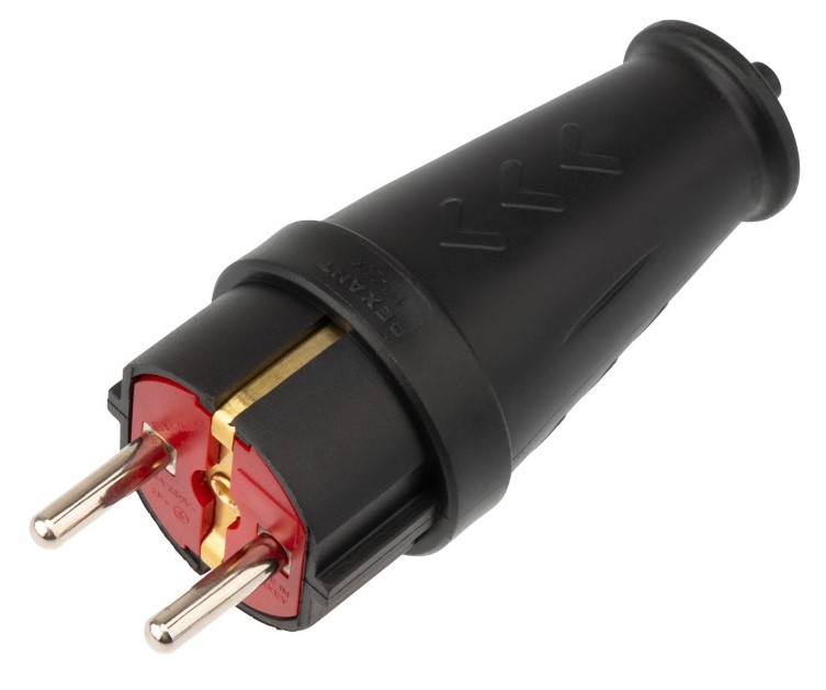 

Вилка Rexant 111-200 влагозащищенная прямая COMPACT, с/з, 16А, IP44 каучук, черная, 111-200