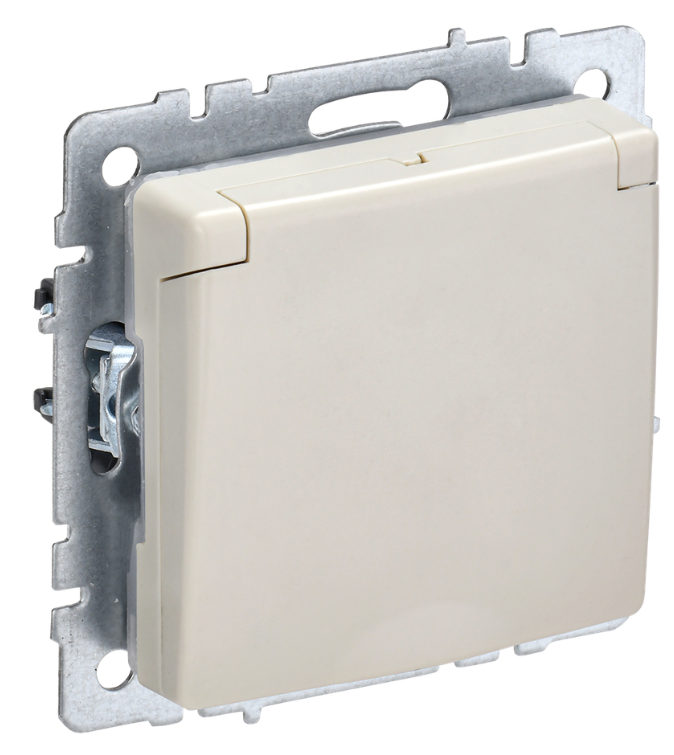 

Розетка с заземлением IEK BR-R16-16-K10 BRITE с защитными шторками с кр. 16А IP20 РСбш10-3-БрКр Бежевый, BR-R16-16-K10
